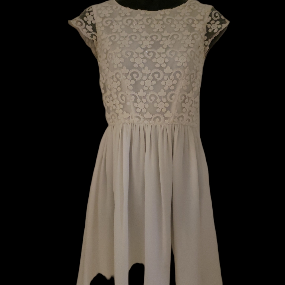 French Connection White Bedazzled Dress